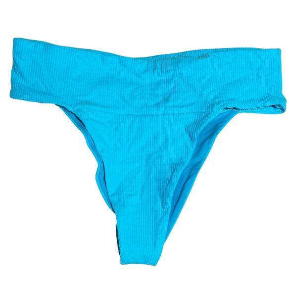 NWT Toast Signature Banded Waist‎ Bikini Bottom, Ribbed, Turquoise Sea, Sz S - Picture 1 of 4